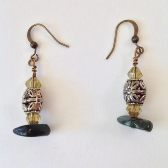 Handcrafted Silver Tone Floral Dangling Earrings Womens Jewelry Holiday Gift - Picture 1 of 2